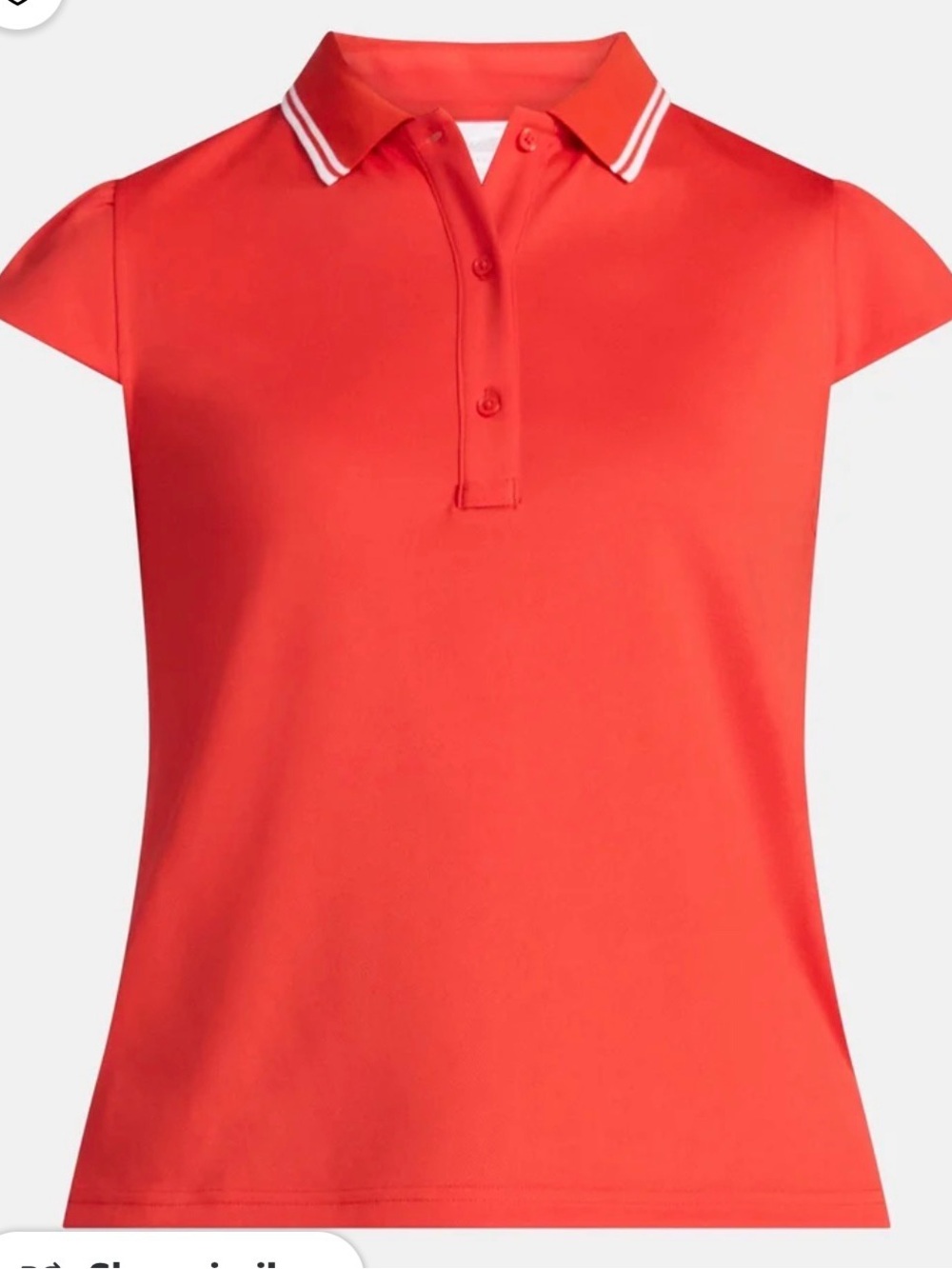 Avia Red Polo Crop Top with White-Trim Collar